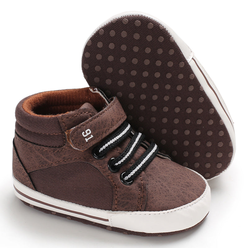 Unisex Baby Girls Boys Shoes Infant Soft Sole Canvas Newborn First Walkers High Top Anti-Slip Sneakers