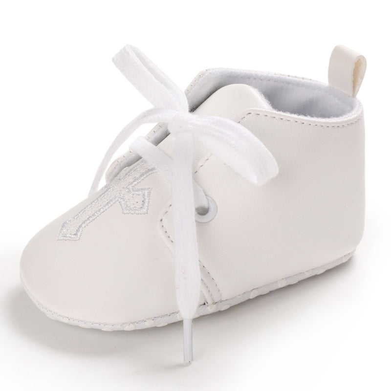 Baby Cotton Shoes Infant Soft-Sole Booties with Cross Embroidery for Newborns to 18 Months