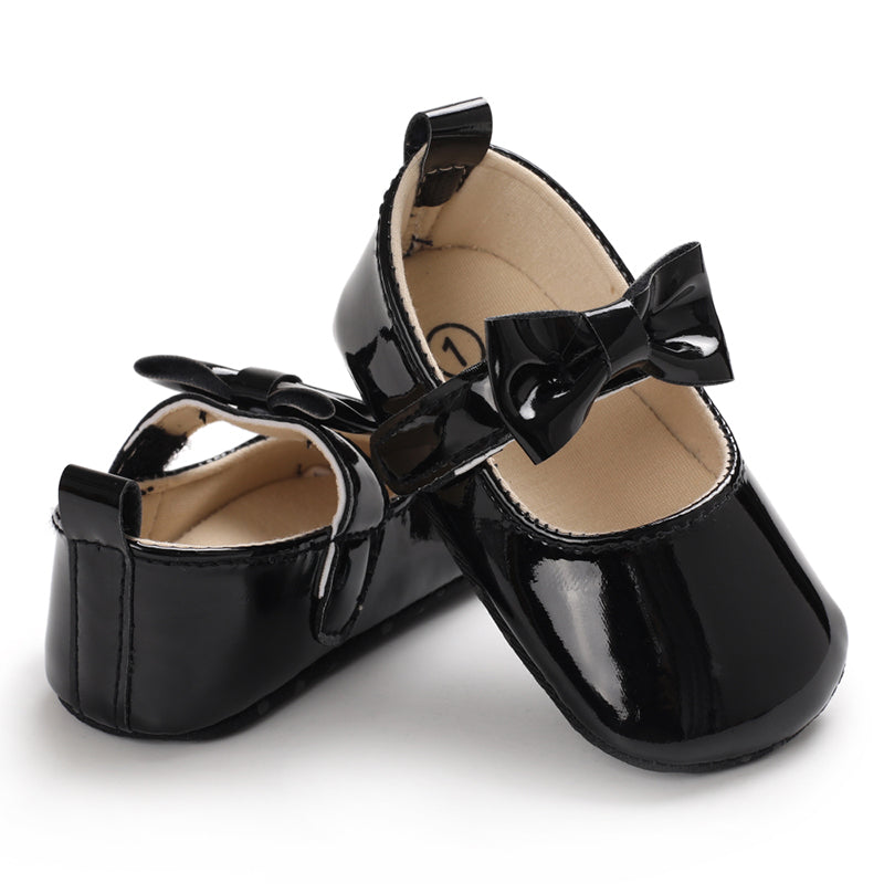 Infant Baby Girls Soft Sole Bowknot Princess Wedding Dress Mary Jane Flats Prewalker Newborn Light Baby Sneaker Shoes