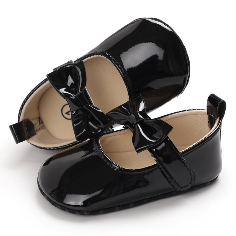 Infant Baby Girls Soft Sole Bowknot Princess Wedding Dress Mary Jane Flats Prewalker Newborn Light Baby Sneaker Shoes