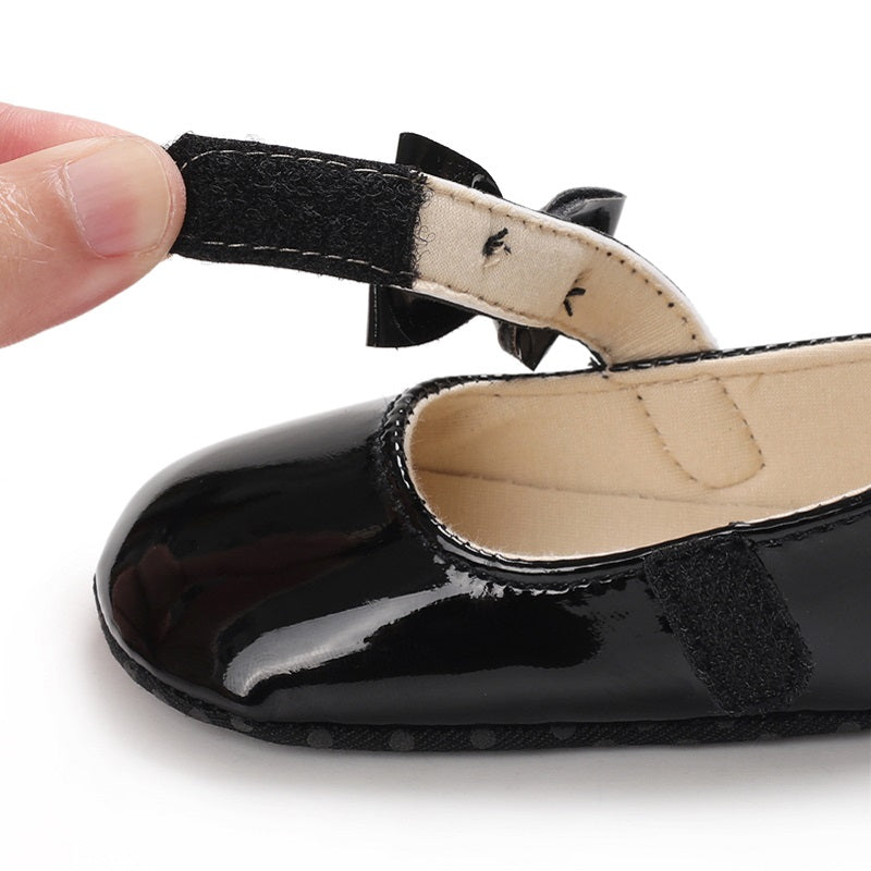 Infant Baby Girls Soft Sole Bowknot Princess Wedding Dress Mary Jane Flats Prewalker Newborn Light Baby Sneaker Shoes