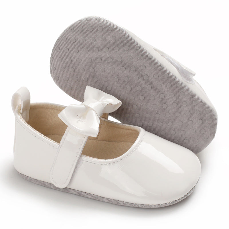 Infant Baby Girls Soft Sole Bowknot Princess Wedding Dress Mary Jane Flats Prewalker Newborn Light Baby Sneaker Shoes