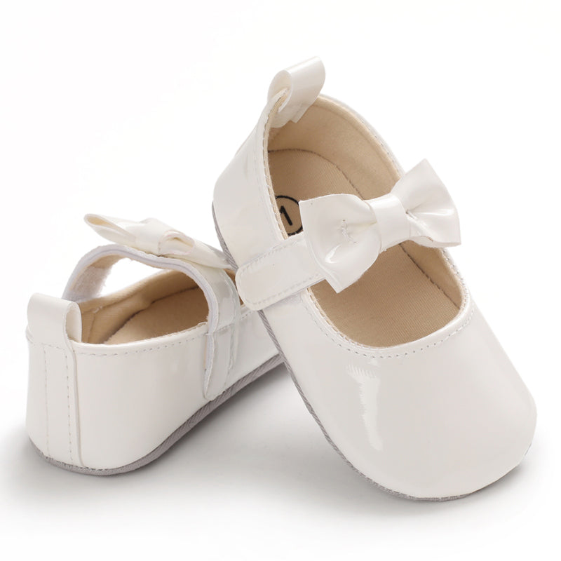 Infant Baby Girls Soft Sole Bowknot Princess Wedding Dress Mary Jane Flats Prewalker Newborn Light Baby Sneaker Shoes