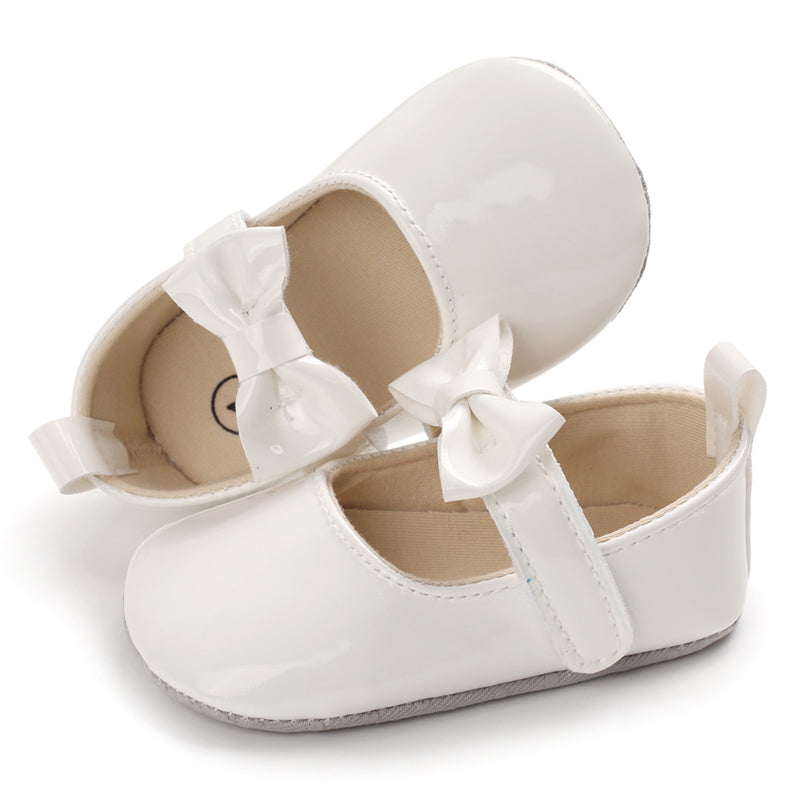 Infant Baby Girls Soft Sole Bowknot Princess Wedding Dress Mary Jane Flats Prewalker Newborn Light Baby Sneaker Shoes