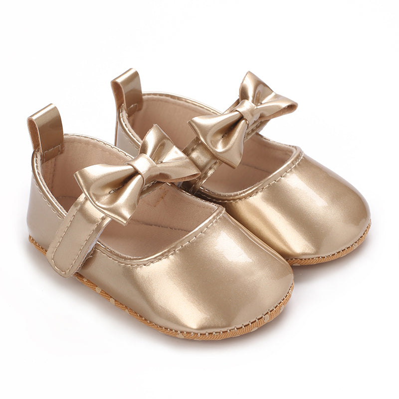 Infant Baby Girls Soft Sole Bowknot Princess Wedding Dress Mary Jane Flats Prewalker Newborn Light Baby Sneaker Shoes
