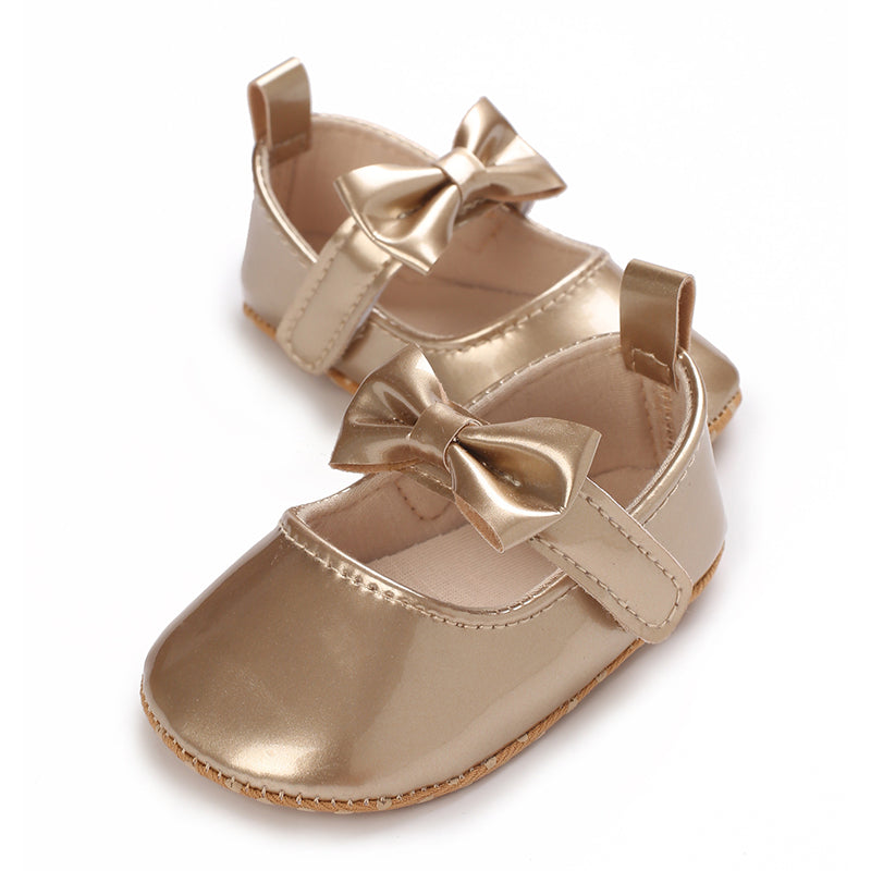Infant Baby Girls Soft Sole Bowknot Princess Wedding Dress Mary Jane Flats Prewalker Newborn Light Baby Sneaker Shoes