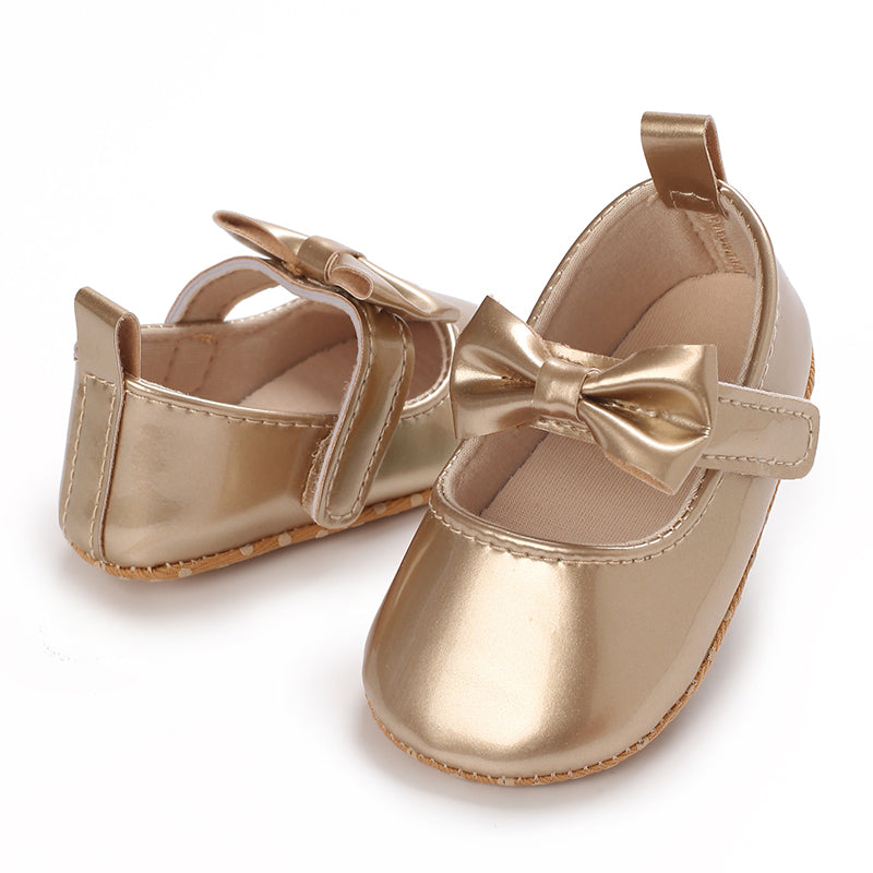 Infant Baby Girls Soft Sole Bowknot Princess Wedding Dress Mary Jane Flats Prewalker Newborn Light Baby Sneaker Shoes