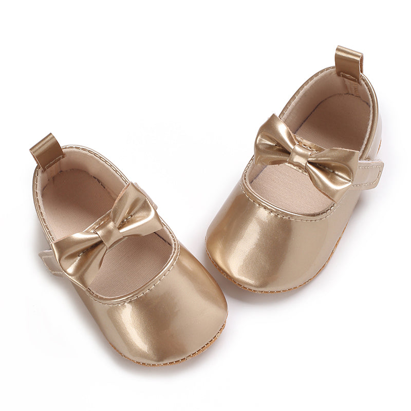 Infant Baby Girls Soft Sole Bowknot Princess Wedding Dress Mary Jane Flats Prewalker Newborn Light Baby Sneaker Shoes