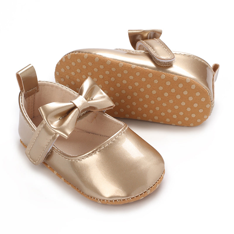 Infant Baby Girls Soft Sole Bowknot Princess Wedding Dress Mary Jane Flats Prewalker Newborn Light Baby Sneaker Shoes