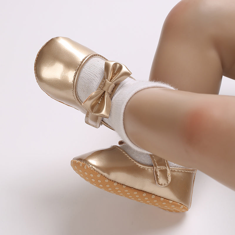 Infant Baby Girls Soft Sole Bowknot Princess Wedding Dress Mary Jane Flats Prewalker Newborn Light Baby Sneaker Shoes